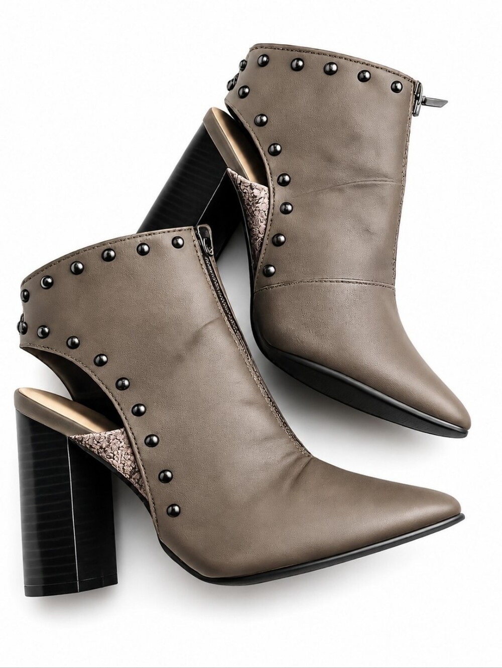 Mark Studded Gray Ankle Boots